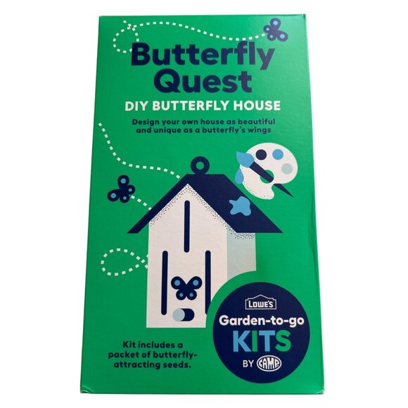 Lowe’s Butterfly Quest DIY Butterfly House Craft Kit With  Ornaments Seeds *READ - Picture 1 of 3
